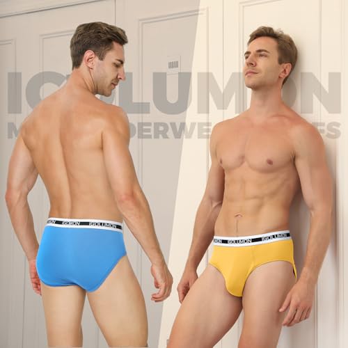 IGOLUMON Trusas para Hombre 7 Piezas Briefs Hombre Transpirable Bambú Rayón Ropa Interior Hombre Tagless Elástica con Pouch