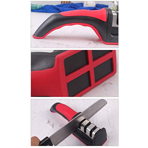 Household Sharpener Stone, Portable Sharpener Kitchen for Straight and Serrated Knives 3 Stage with Diomand Abrasive