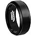 MNH Tungsten Rings Men Wedding Black Band 8mm Matte Finish Beveled Polished Edge Comfort Fit