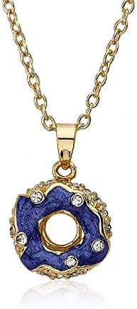 Molly Glitz Sparkle Sweet 14k Gold-Plated Crystal Studded Marbleized Purple Donut Pendant Necklace 14 "/2"