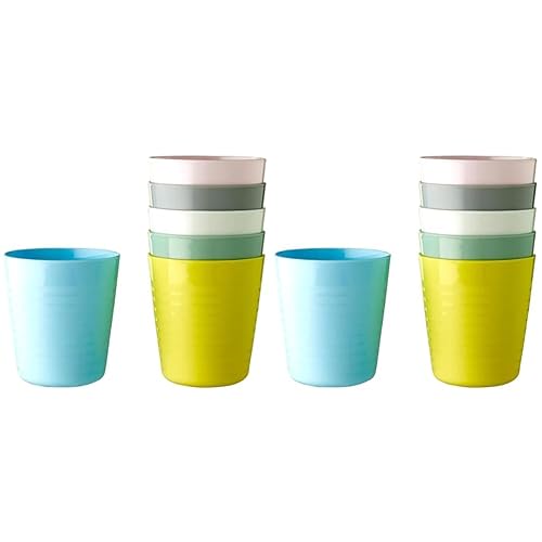 Ikea Kalas 004.613.79 Childs Plastic Mug Pastel Multicoloured 6 x 17 Centimetre (Pack of 2)