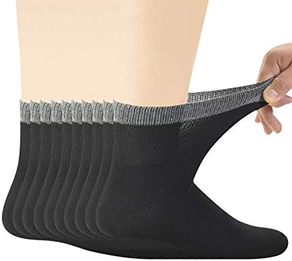 Yomandamor Men's Bamboo Diabetic Ankle Socks with Seamless Toe and Non-Binding Top,10 Pairs L Size(10-13)