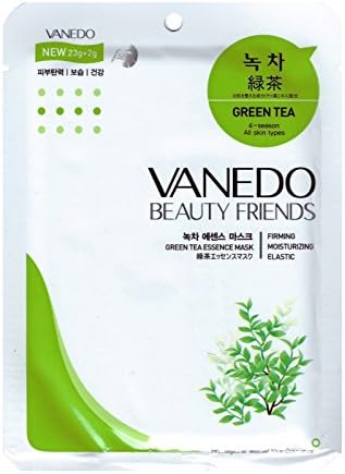VANEDO [15 Piece Pack - Green Tea] Beauty Friends Facial Essence Mask for Daily Beauty Routine Made in Korea