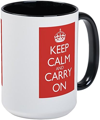 CafePress - Large Mug Double Red Keep Calm And Carry On Mugs - Coffee Mug, Large 15 oz. White Coffee Cup