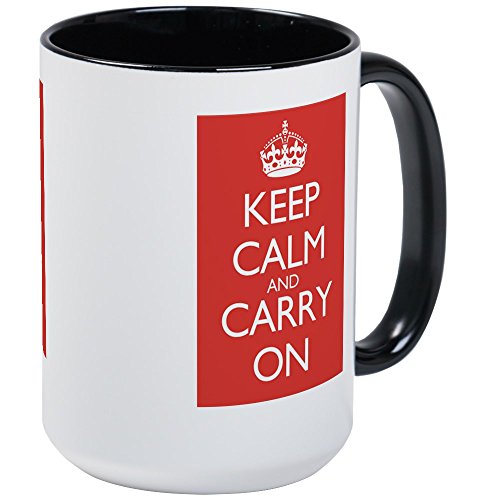 CafePress - Large Mug Double Red Keep Calm And Carry On Mugs - Coffee Mug, Large 15 oz. White Coffee Cup