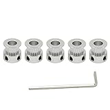 ReliaBot 5PCs Aluminum 2GT Timing Pulley 20 Teeth Bore 8mm for 3D Printer 6mm Width 2GT Timing Belt