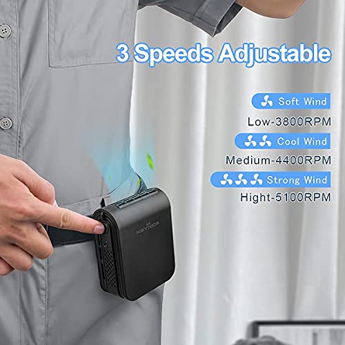 Portable Waist Clip on Fan, Rechargeable Battery Operated Belt Fan with