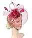Urban CoCo Women's Elegant Flower Feather and Veil Fascinator Cocktail Party Hair Clip Hat (Wine red)