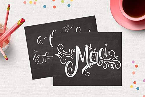 Black Retro Thank You Cards 36 Pack, Thank You Notes for Wedding, Baby Shower, Graduation, Work Anniversary, Teacher and Employee Appreciation, 6 Vintage Rustic Style, Include Envelopes & Sticker