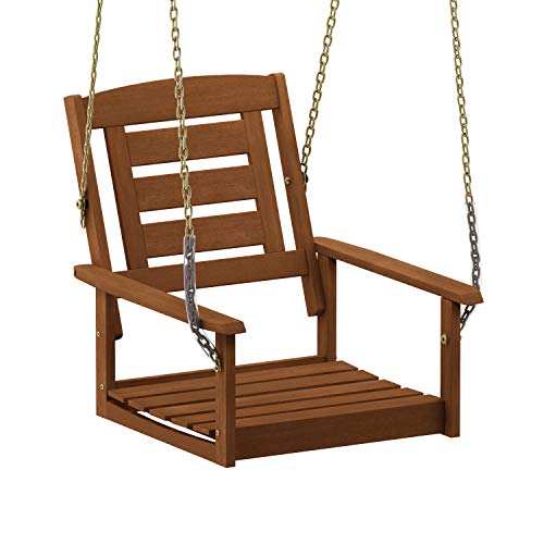 Furinno Tioman Hardwood Porch Swing with Teak Oil Support, Natural