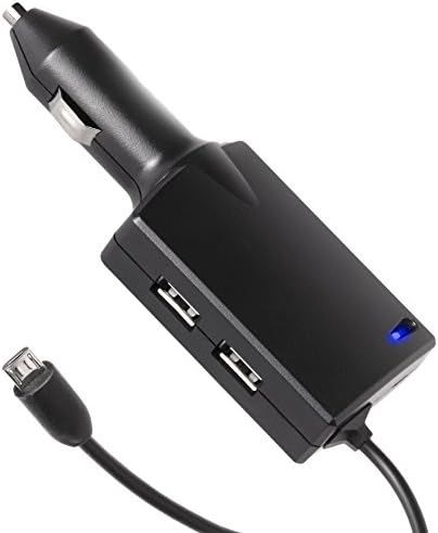 Pwr+ PwrBlast Rapid 6A Dual USB + Micro-USB Car Charger for Kobo VOX Digital Ereader, Arc, Touch, Glo, Mini, Aura Hd Ebook Tab Tablet Pc K080-kbo-b Vox-chgr-na N705-kbu N705-kbo DC Power Adapter