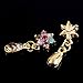 Rain Queen Alloy Gold Flower 3D Nail Art Pendant Carve Rhinestones DIY Decorations Chains Dangle 5pcs