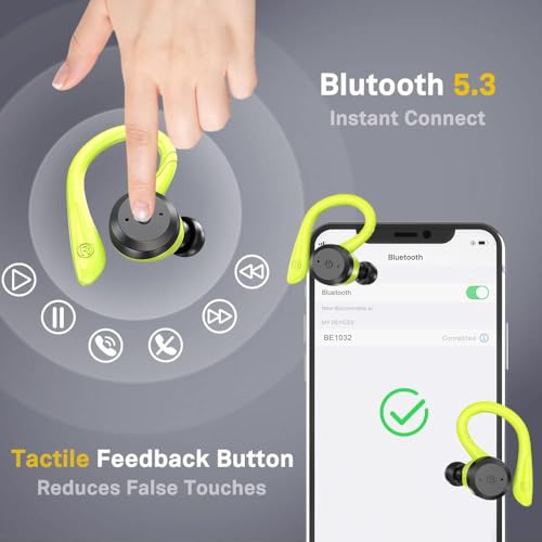 Fone De Ouvido Natação Bluetooth Sem Fio Prova Dágua Tws Fones De Ouvido Intra Auriculares Graves Potentes Adequado Para Usar Durante O Exercício (Verde)