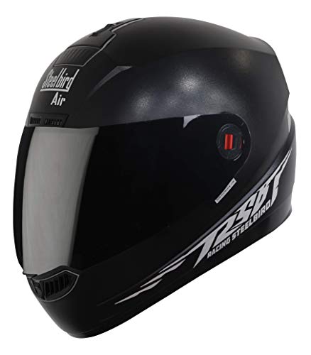 Steelbird SBA-1 Moon Reflective Full Face Helmet with Extra Clear Visor (Medium 580 MM, Dashing Black with Smoke Visor)