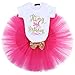 IBTOM CASTLE Baby Girl It's My 1st/2nd Birthday Cake Smash 3Pcs Shinny Sequin Bow Romper+Tutu Skirt+Headband+Leg Warmer Outfit Hot Pink(2 Years)(3pcs) One Size