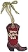 Burton & Burton Christmas Holiday Burgundy Wooden Western Boot Shaped Ornament Merry Christmas Y'all