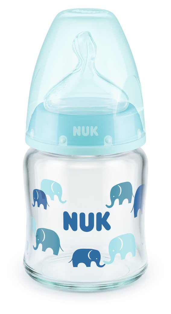 NUK ヌーク プレミアムチョイスほ乳びん(ガラス製) 120ml/ゾウ青/適温目盛付き FDNK10747132B商品画像