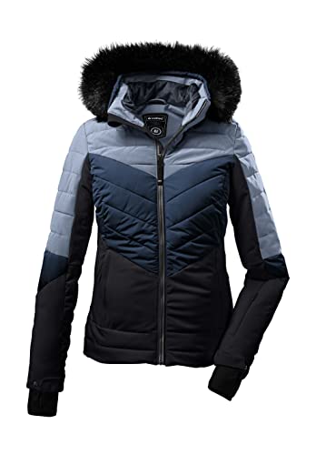 Killtec Female Veste matelassée/veste de ski avec capuche zippée et pare-neige KSW 250 WMN SKI QLTD JCKT, light steel blue, 38, 37577-000