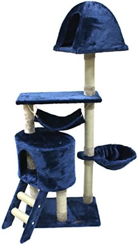 CUPETS Multi-Level Pet Play House Condo Furniture Scratching Post Cat Tree Scratcher Cat Climber Cat House Cat Condo,Blue/Beige
