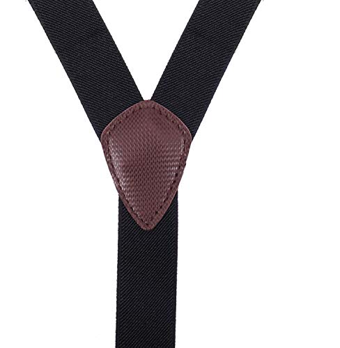 ORSKY Mens' Bow Tie and Suspenders Set Adjustable Elastic 47" Black