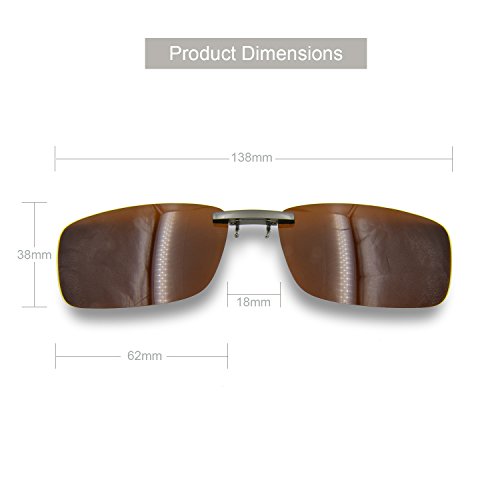 Besgoods Polarized Clip-on Sunglasses Lenses Glasses Unbreakable Driving Fishing Outdoor Sport Travelling New (Brown)