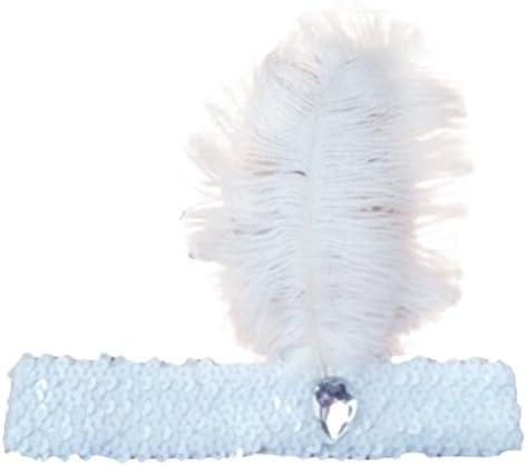 tallahassee Women's Feather Headband Flapper Shiny Sequin Headpiece Party - White