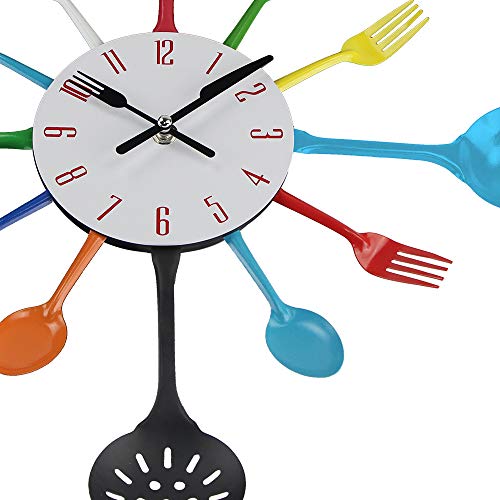 Timelike Wall Clock, 16" Metal Kitchen Cutlery Utensil Spoon Fork Wall