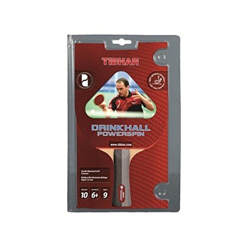 Tibhar Table Tennis Racket Drinkhall Powerspin Bat, ITTF Approved, 5-Ply Blade, 4.5" Grip, Spin 9