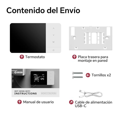 2 Wire WiFi Battery Thermostat for Gas Boilers Control Tuya Thermostat Programmable Daily, Compatible with Google Voice Control and Alexa.W506 3A