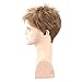 Kalyss Men's Short Straight Brown Wig Heat Resistant Synthetic Hair Wigs with Hair Bangs