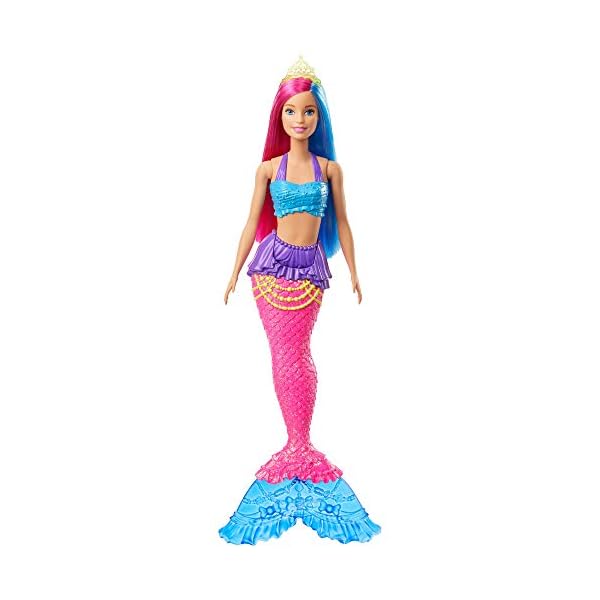 Barbie-GJK08-Dreamtopia-Surprise-Mermaid-Doll Barbie Dreamtopia Mermaid Doll, 12-Inch, Pink and Blue Hair, with Tiara, Gift for 3 to 7 Year Olds - GJK08