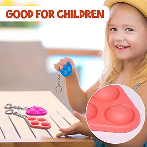 3Pcs Mini Pop Fidget Toy - Push & Pop It Packs with Keychain Simple Dimple Toys for Kids Teen Adults,Help Relieve Stress