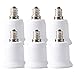 JACKYLED 6-Pack E12 to E26 E27 Adapter Chandelier Light Socket E12 to Medium Socket E26 E27 Converter Bulb Base Adapter Converter