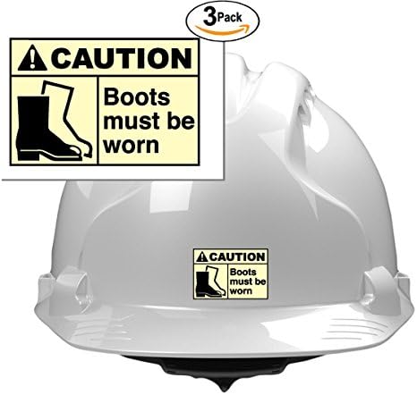 (3) caution boots must be worn 2x1 size - stickers for constrution hard hat pro union working men lunch box tool box symbol window motorcycle biker car - Made and shipped in USA
