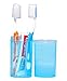 [2 Pack], JE Basic Set: Blue Plastic Toothbrush/Toothpaste Storage Tube Case and Toothbrush Silicon Cover for Travelers