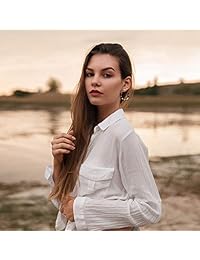 Finrezio - Juego de 4 pares de aretes, acrílico moteado, diseño circular, estilo bohemio, para mujer