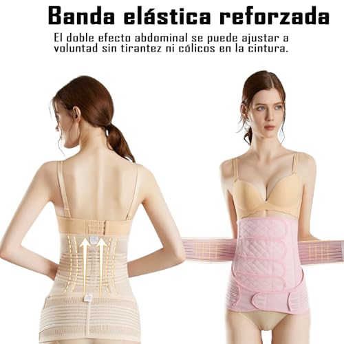Faja Postparto cesarea,Fajas Postquirurgicas para Mujer,2 Piezas de Cinturón de Apoyo Parto y cinturón pélvico de Puro algodón,Soporte de Espalda,Faja Post Parto y Post Cesarea para Mujer y Maternidad