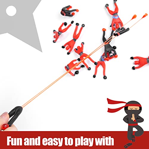AMOR PRESENT 42PCS Wall Climbing Ninjas, Ninja Toys with DIY Stickers Sticky Rolling Men Stretchy Climbers Window Crawlers for Kids Party Favor Novel Toys
