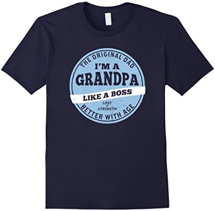 Mens Cool Grandpa Like a Boss Happy Father's Day T-Shirt Large Navy
