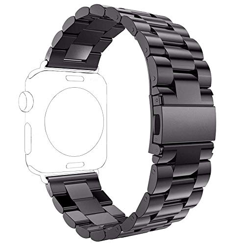 PUGO TOP Compatible with Stainless Steel Metal Apple Watch Band 44mm Series 4 42mm Series 3 2 1 Men Iwatch Iphone Watch Band for Apple Watch 4 3 2 1(42mm/44mm, Space Gray)