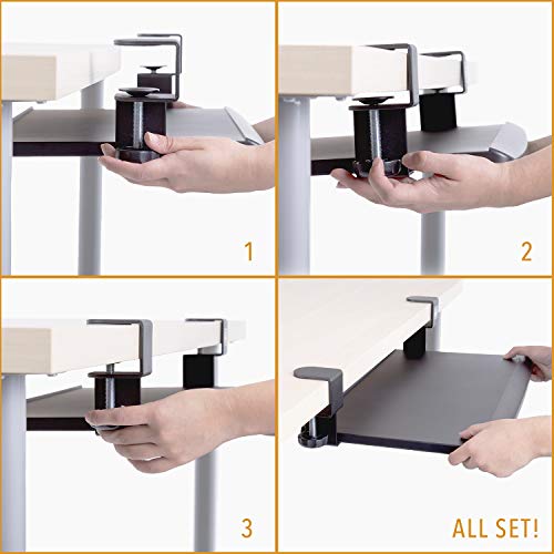 Stand Steady Clamp On Keyboard Tray Keyboard Shelf Small Size