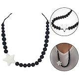 ima-jewelry BPA Free Silicone Teething Necklace for Mom to Wear | Baby Chewbeads Necklace Chew Beads - Safe for Baby | Black