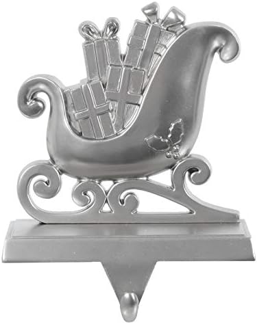 Mr Crimbo Christmas Stocking Hanger Wooden Base Metal Fireplace Hook Sleigh