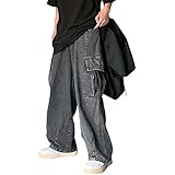 Y2k Skateboard Broek Hip Hop Geborduurde Jeans Mannen Baggy Denim Jeans Vintage Grafische Relaxed Losse Fit Cargo Zwarte Broek, #C Borduurwerk Jean Zwart-c, 52