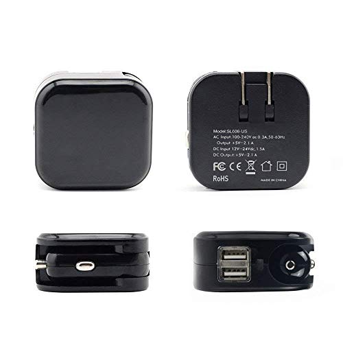 USB Wall Car Charger Combo,BOLWEO 2.1A 2-in-1 Dual Port USB Car Travel Charger,Home Wall Adapter with Foldable Plug Compatible iPhone 7/6Plus/5s,iPad,Samsung Galaxy S6 Edge/S5,HTC Kindle (Black)