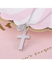 Beilin - Collar con colgante de cruz de cremación de plata de ley para cenizas siempre en mi corazón