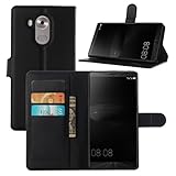 Huawei Mate 8 Case, Premium PU Leather Wallet Flip Case Cover with Stand Card Holder for Huawei Mate 8 2015 Smartphone (Wallet - Black)