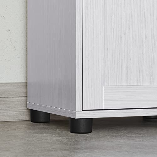 VASAGLE Armário Alto para Banheiro, Armário Estreito, com Prateleira Aberta, Porta de Vidro, Pés Resistentes à Água, Prateleiras com Altura Ajustável, que Economiza Espaço,Branco Ácer BRBBK163T44