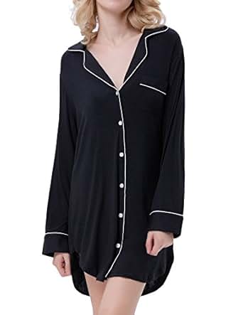 Zexxxy Nightgown Women Boyfriend Pajamas Long Sleeve