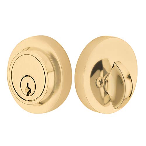 Emtek Deadbolt Single Cylinder Solid Brass Round Modern Style Deadbolt, C-Keyway, Model: 8467, Color: Satin Brass (US4)